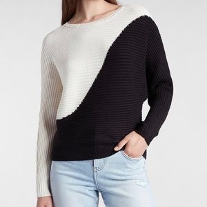 Express Dolman Sleeve Color Block Sweater in Ivory and Black NWT
